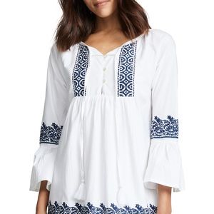 NWT Beachy Dress Roller Rabbit Mona Border Maricruz in Navy Size L